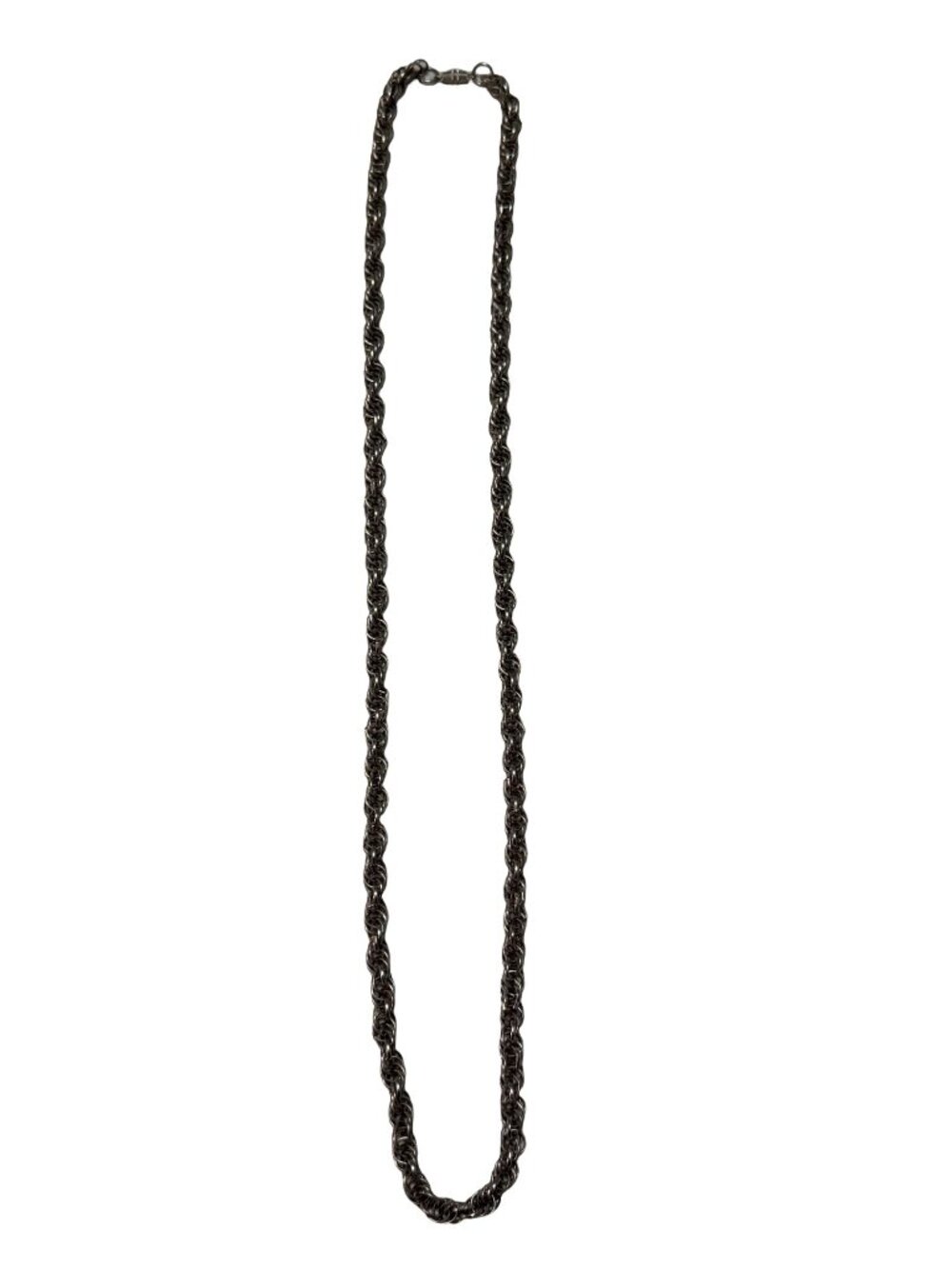 Vintage Byzantine Style Silver Tone Woven Chain Necklace 34 Inch